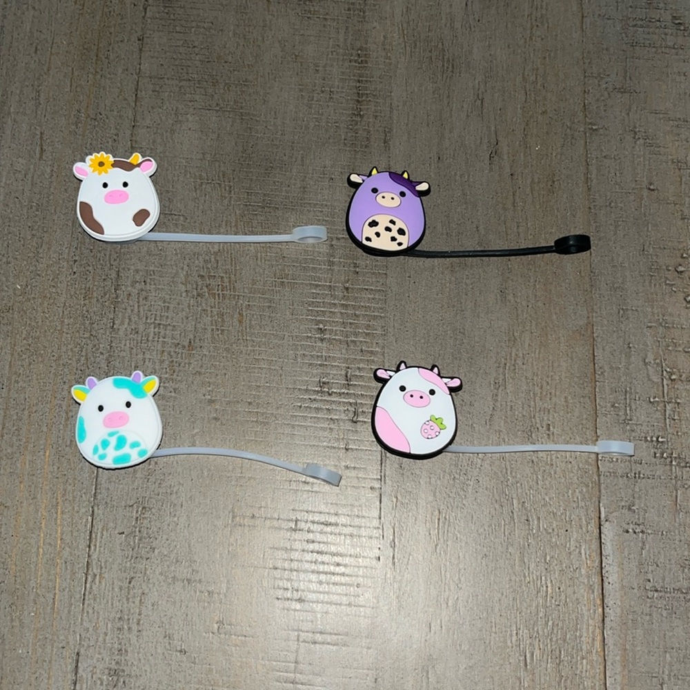Bundle of 4 Cow Straw Protectors